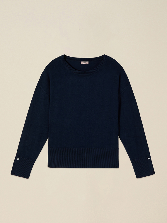Strickpullover aus Viskosemischung mit Schmuckkn&ouml;pfen