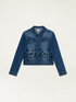 Denim trucker jacket with jewel embroidery image number 3