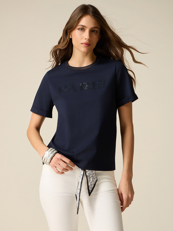 T-shirt avec broderie lettrage