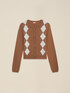 Cardigan din l&acirc;nă/caşmir cu monturi și motiv argyle image number 3
