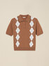 Maglia polo in lana/cashmere con castoni e motivo argyle image number 3