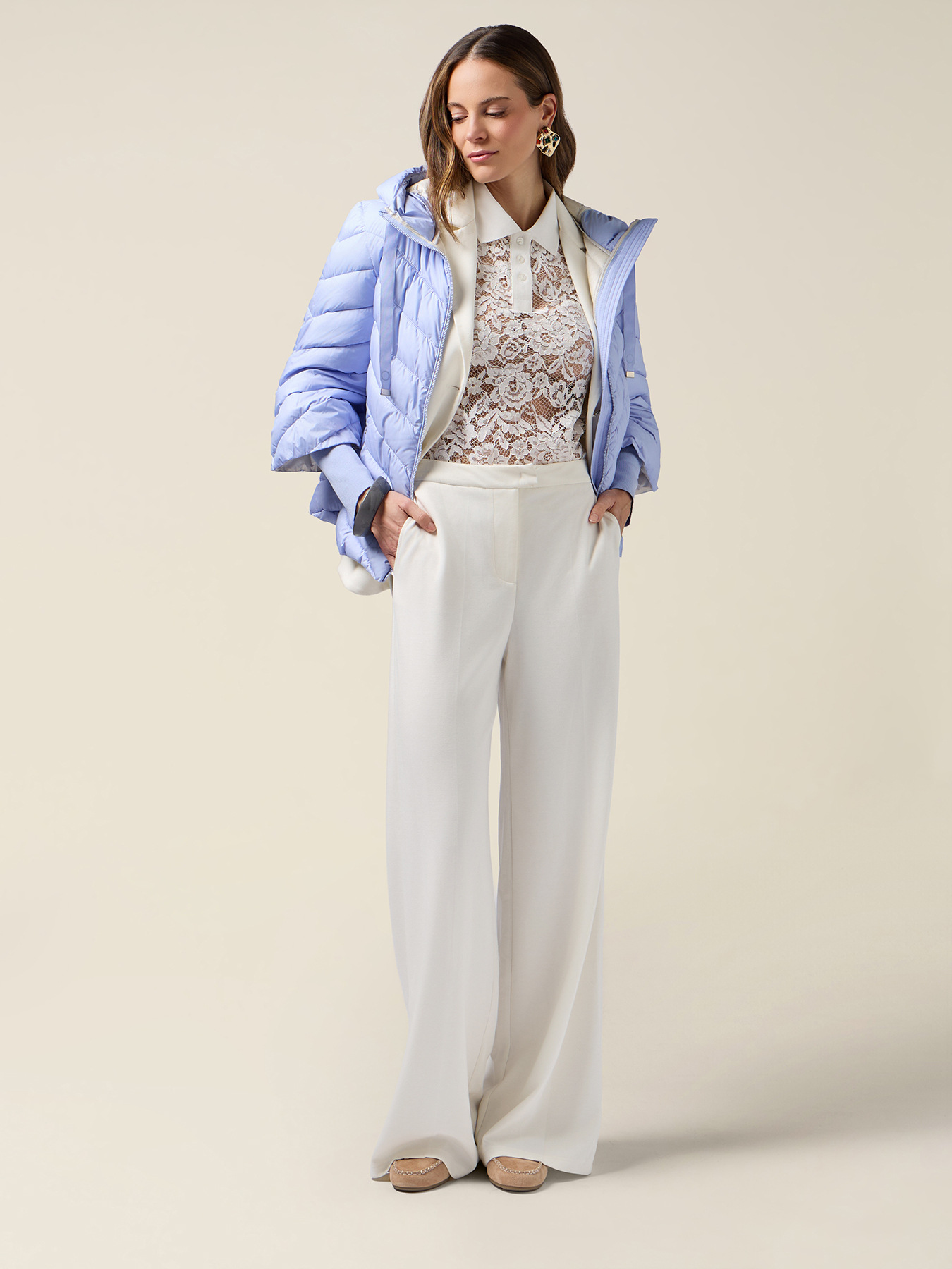 Palazzo pants in soft touch fabric image number 0