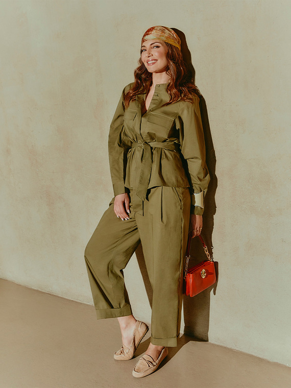 Popeline-Hemd mit G&uuml;rtel