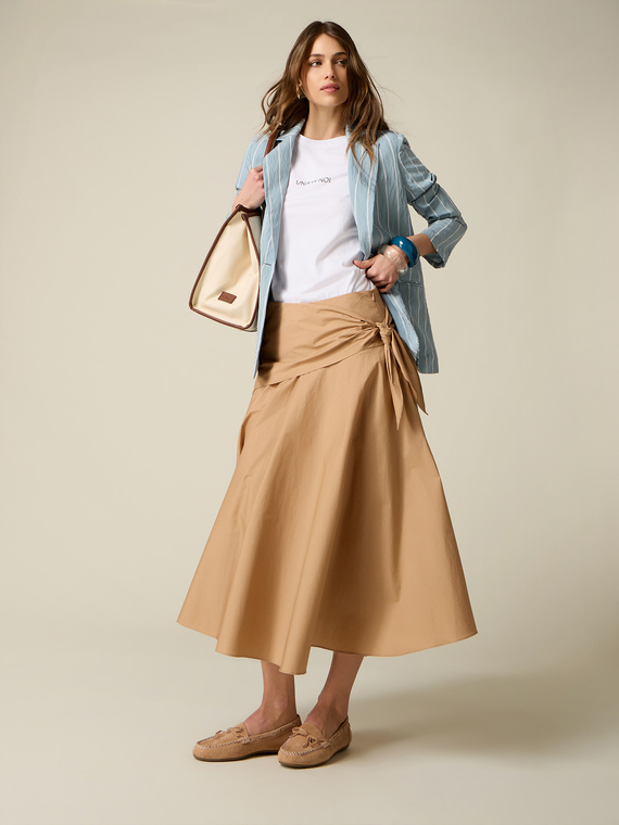 A-line poplin skirt with knot