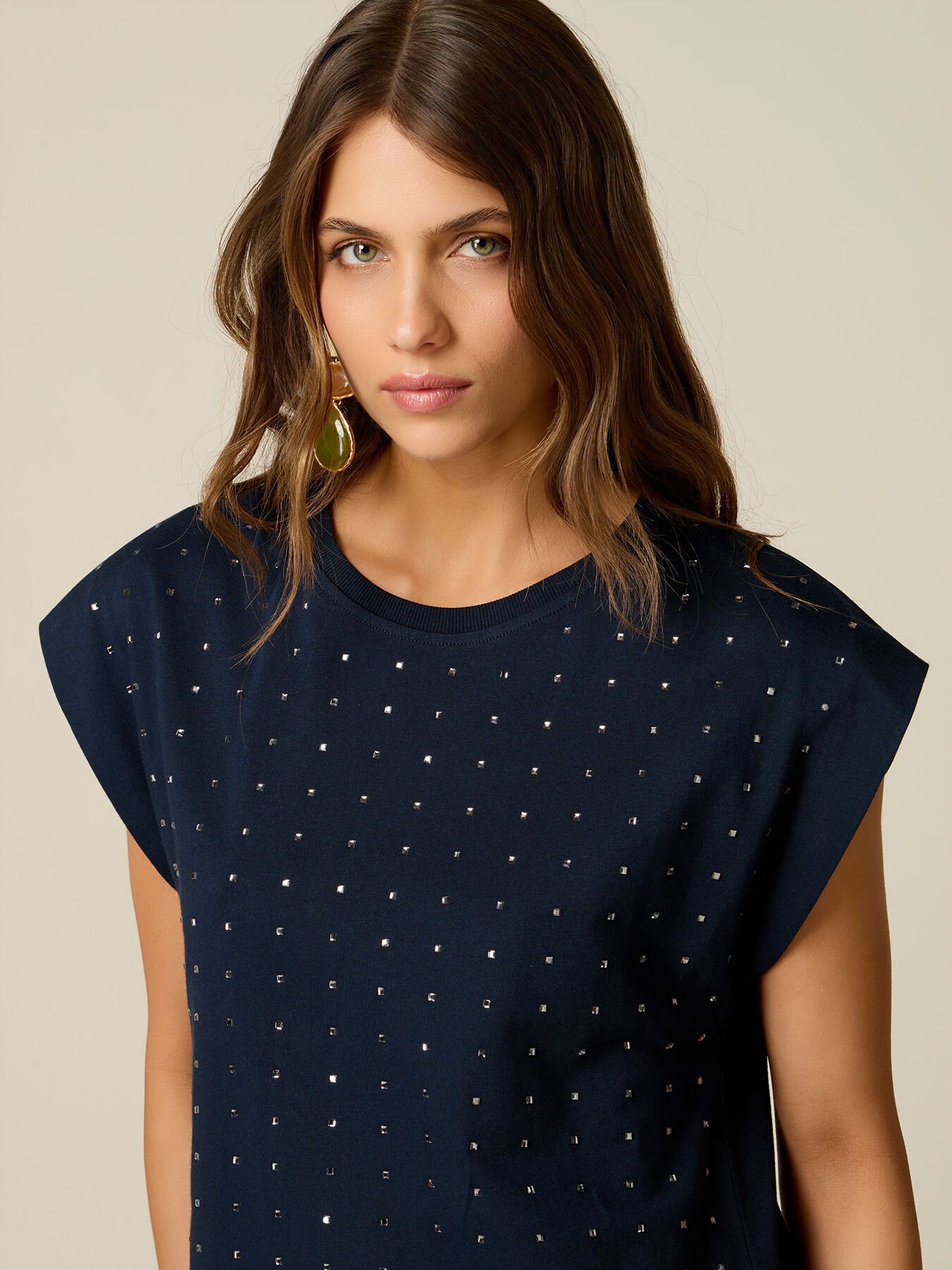 T-Shirt aus Baumwolle mit Kristallen image number 2