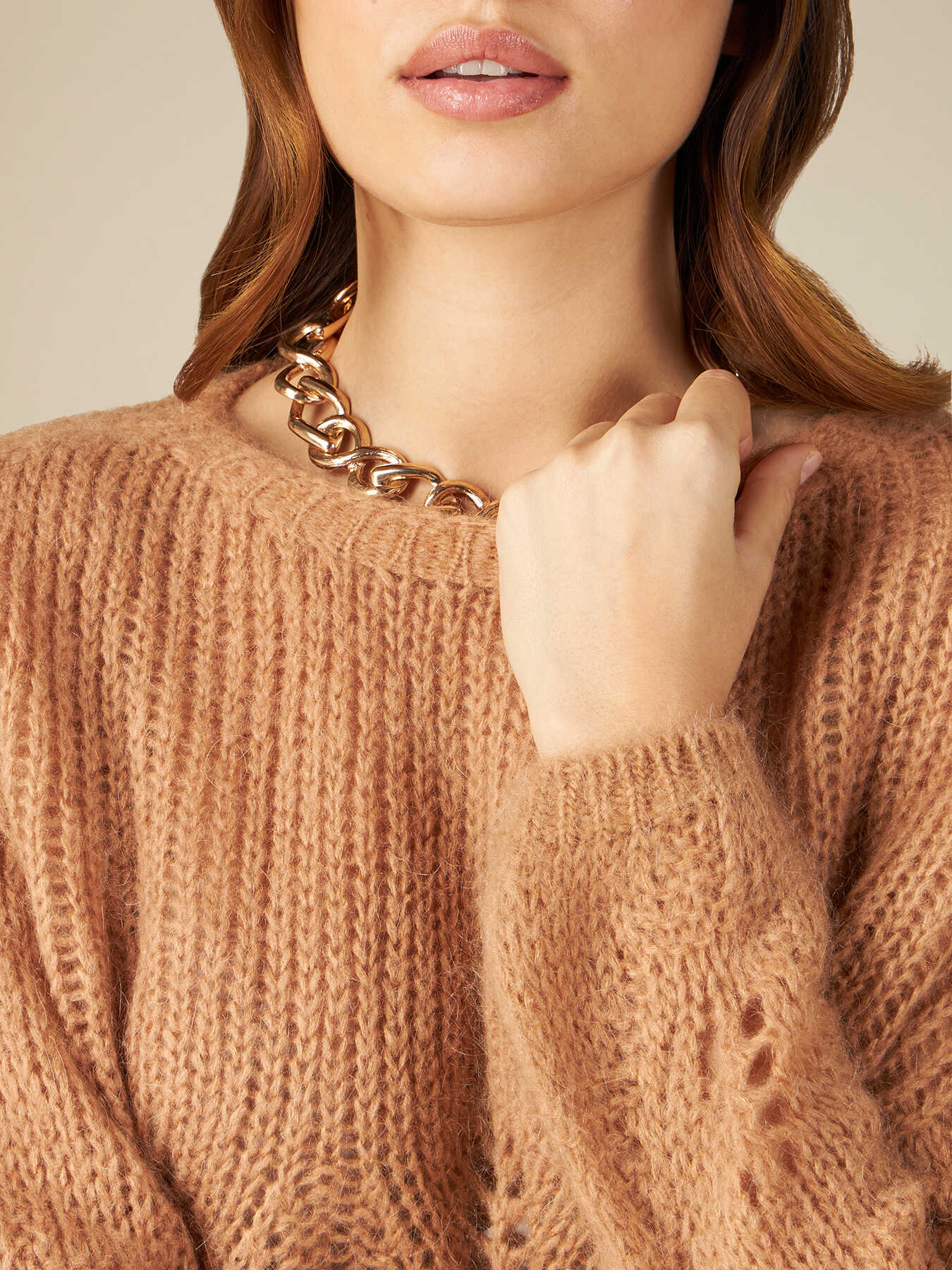 Pulover perforat din amestec de mohair image number 2