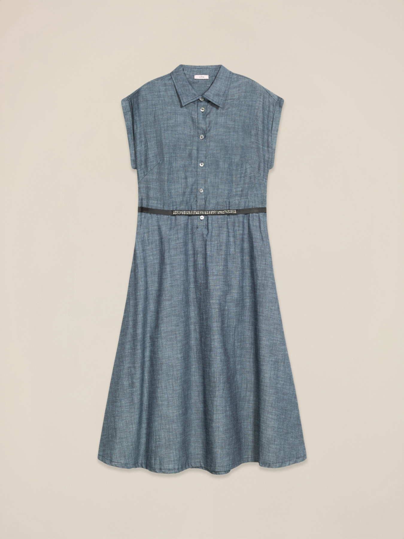 Blusa en tejido mezcla de lino efecto denim image number 4