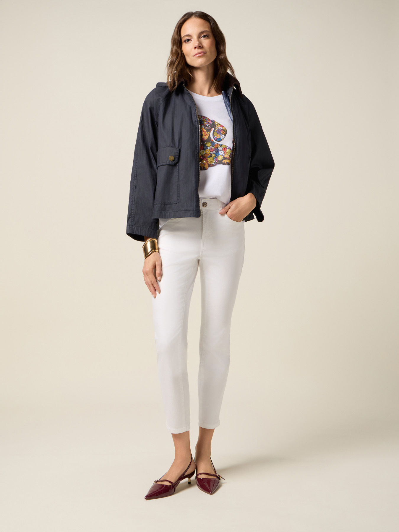 Regular trousers in mixed lyocell fabric image number 0