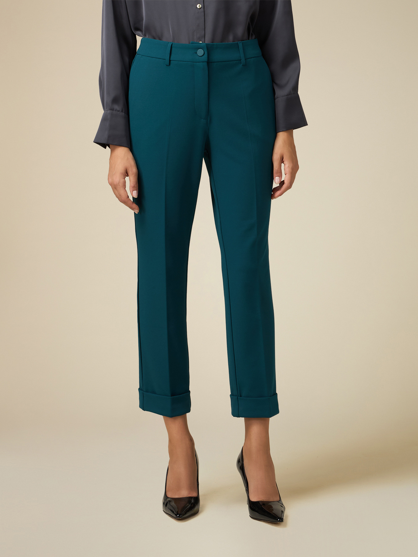 Pantaloni in tessuto scuba cr&ecirc;pe image number 3