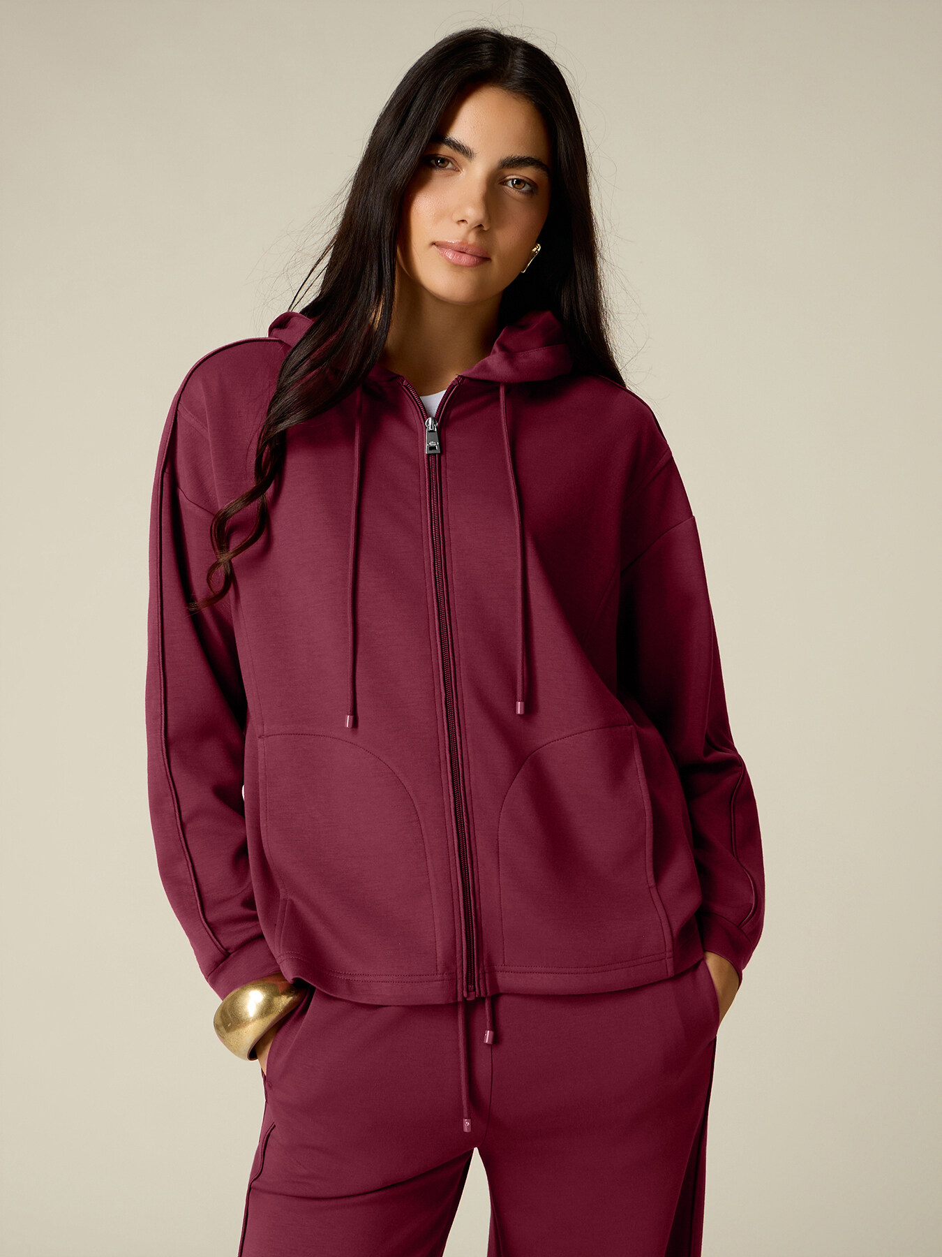 Bluză deschisă cu glugă și vipușcă image number 0