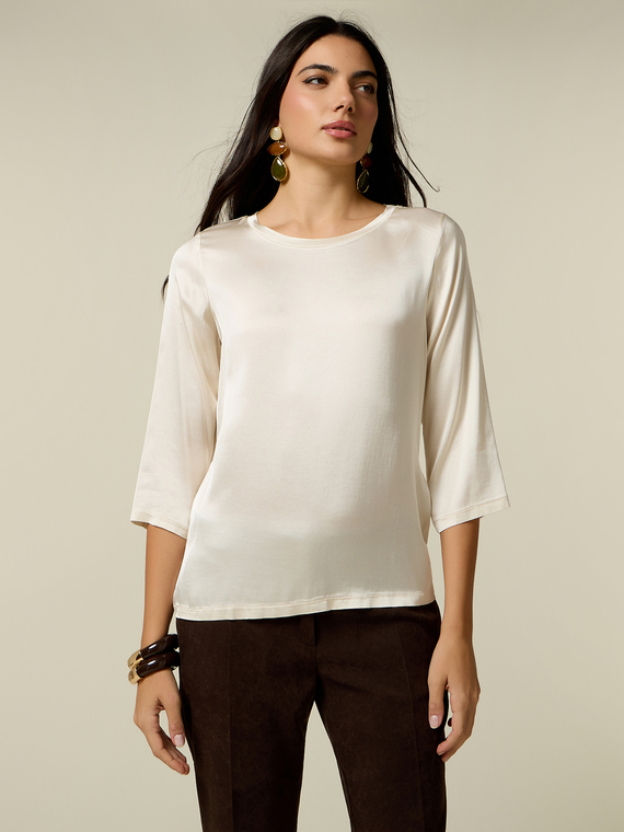 Blusa in raso di viscosa stretch
