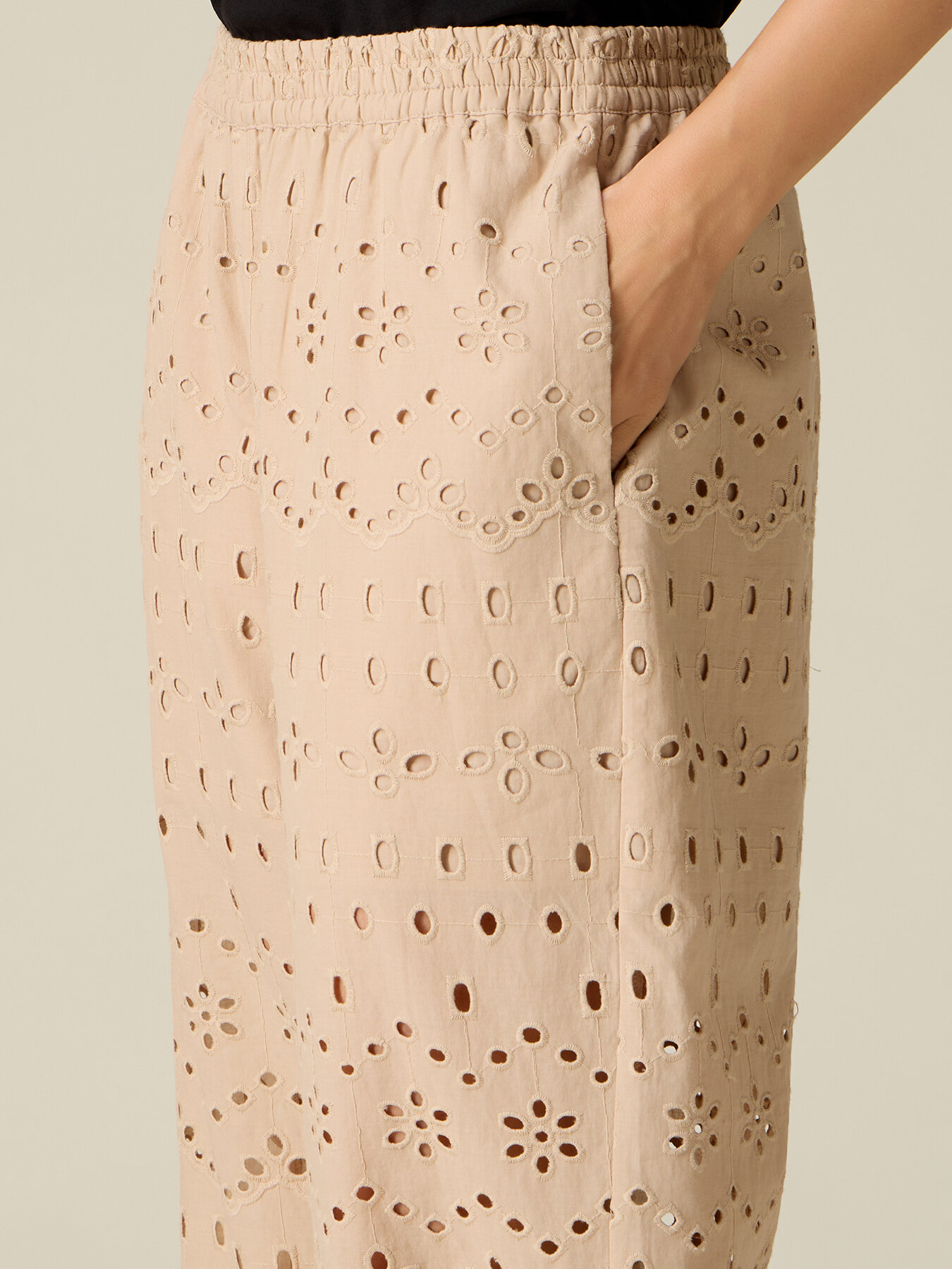 Pantaloni cropped in pizzo sangallo image number 2
