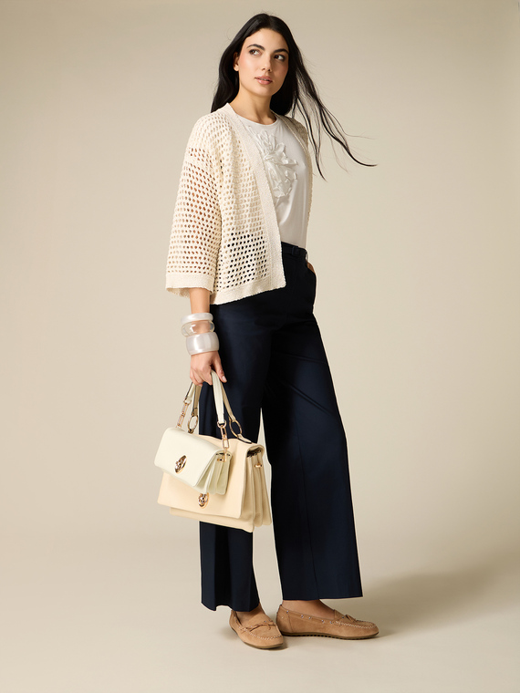 Cotton blend palazzo pants