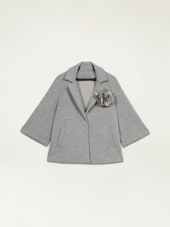 Scuba fabric coat with brooch