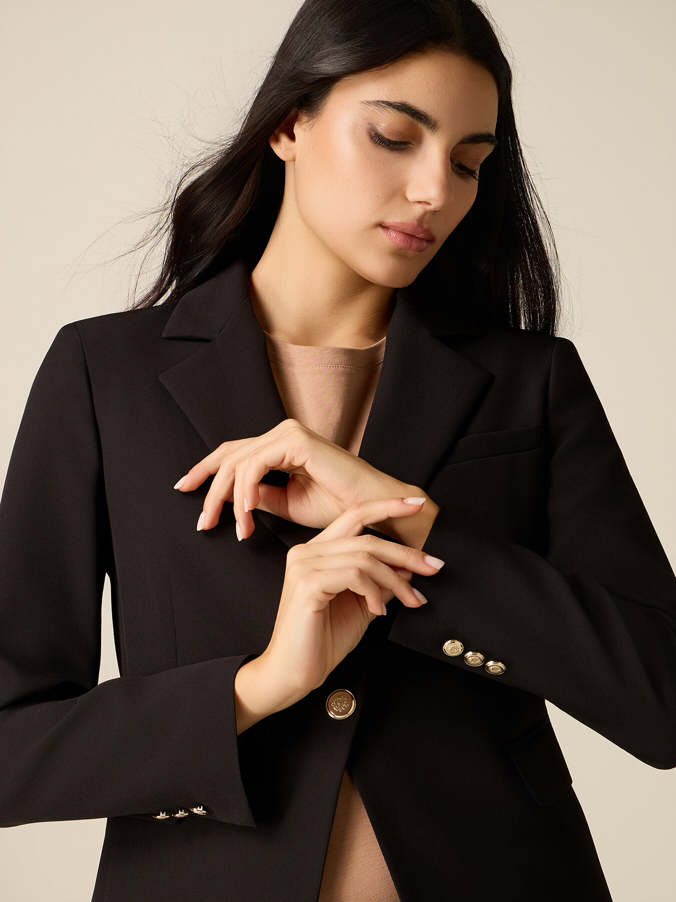 Blazer cintrat din țesătură tehnică image number 2