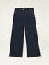 Cropped-Jeans mit weitem Bein in dunkelblauer Waschung image number 4