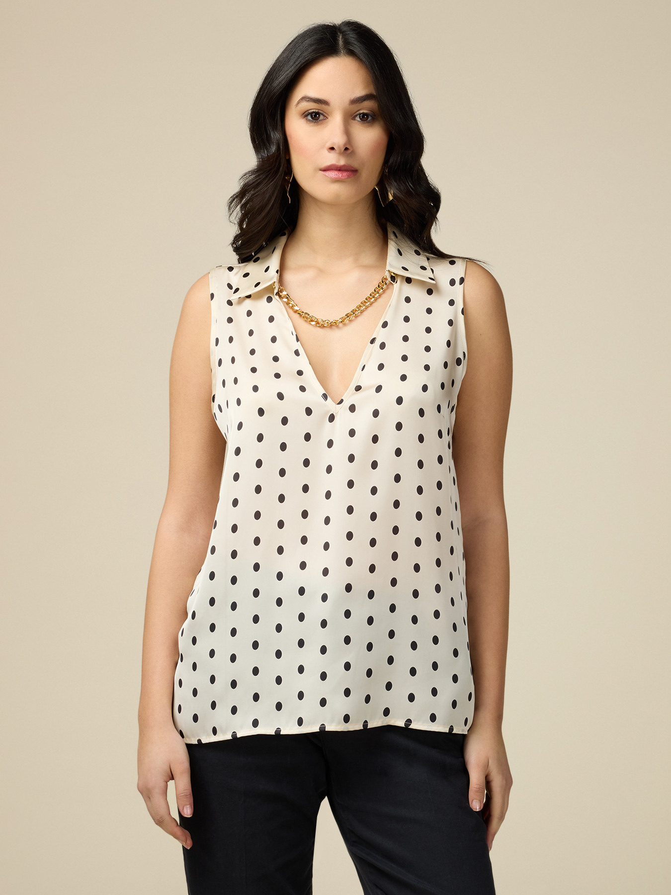 Satin polka-dotted top image number 0