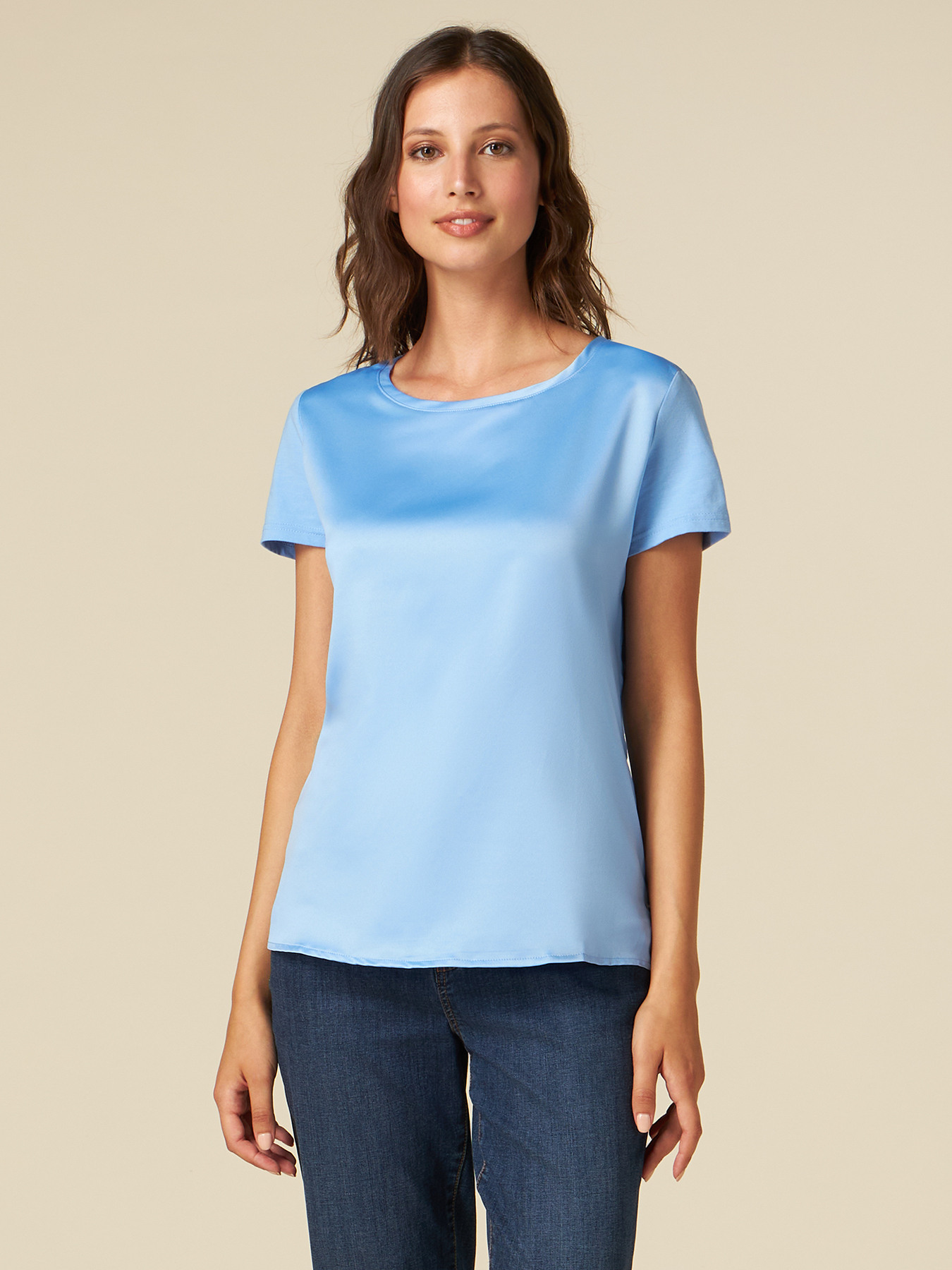 T-shirt bi-mati&egrave;re ras du cou image number 0