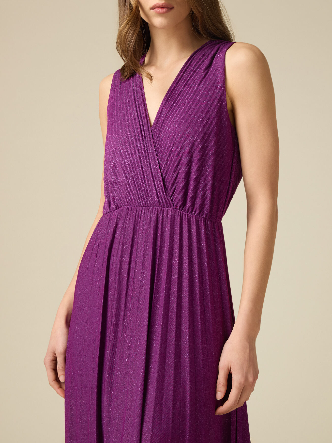 Vestito lungo lurex pliss&eacute; image number 2