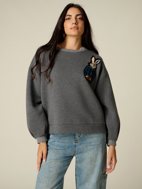 Rundhals-Sweatshirt mit Patch