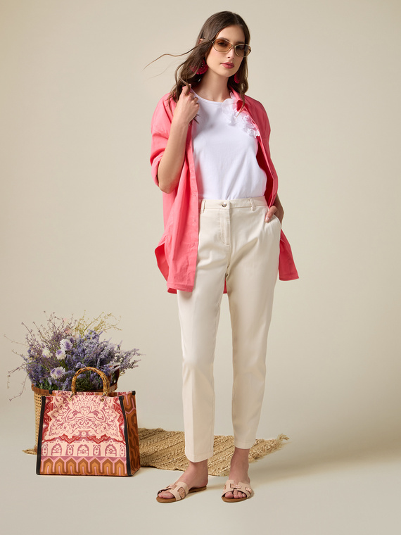 Tencel blend stovepipe trousers