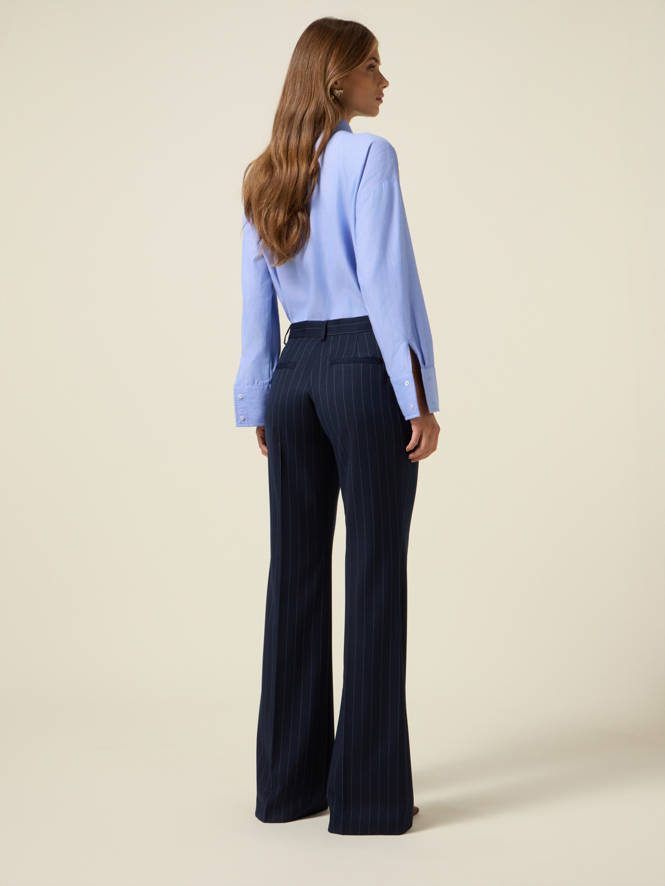 Pinstriped flare pants image number 1
