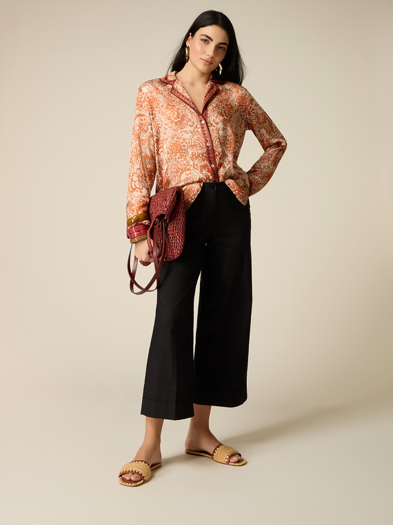 Cotton blend cropped trousers