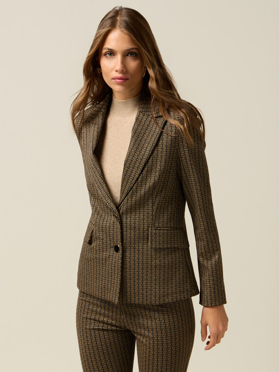 Blazer realizat din tricot milano cu model