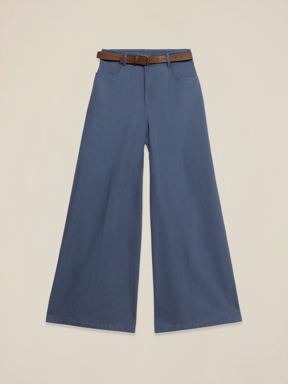 Pantalon palazzo en drill de coton
