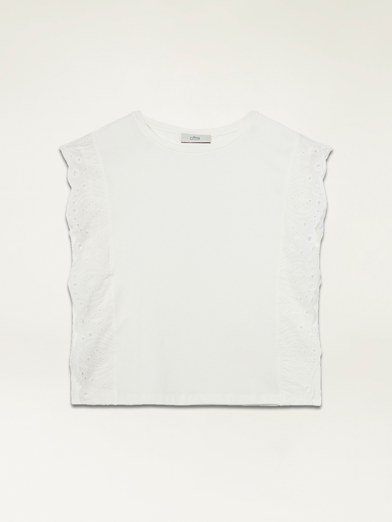 T-shirt con bordi in sangallo image number 4