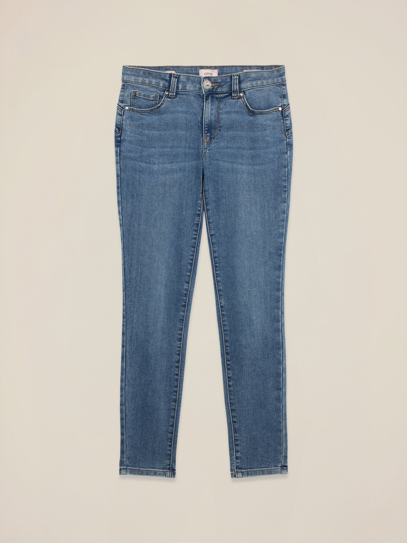 Jeans skinny con bottone gioiello image number 0