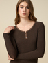 Cashmere-blend keyhole T-shirt image number 2