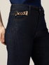 Wide-leg denim jeans with jeweled buckle image number 2