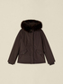 Smooth down jacket with hood and faux fur trim image number 3