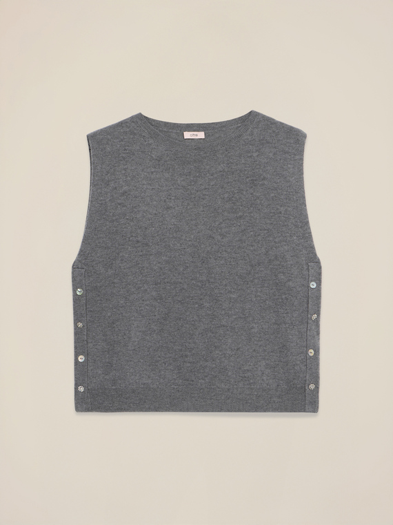 Pull en laine et cachemire avec boutons