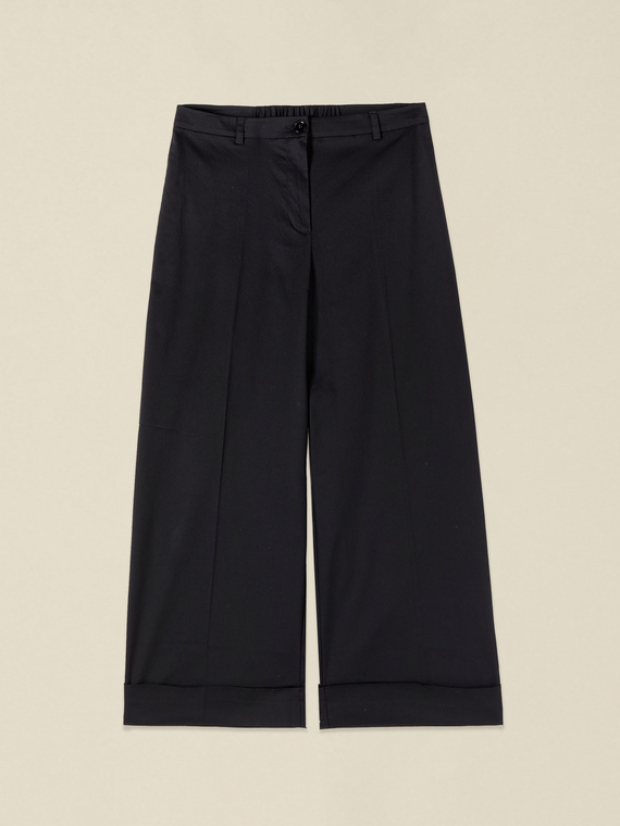 Cotton blend cropped trousers