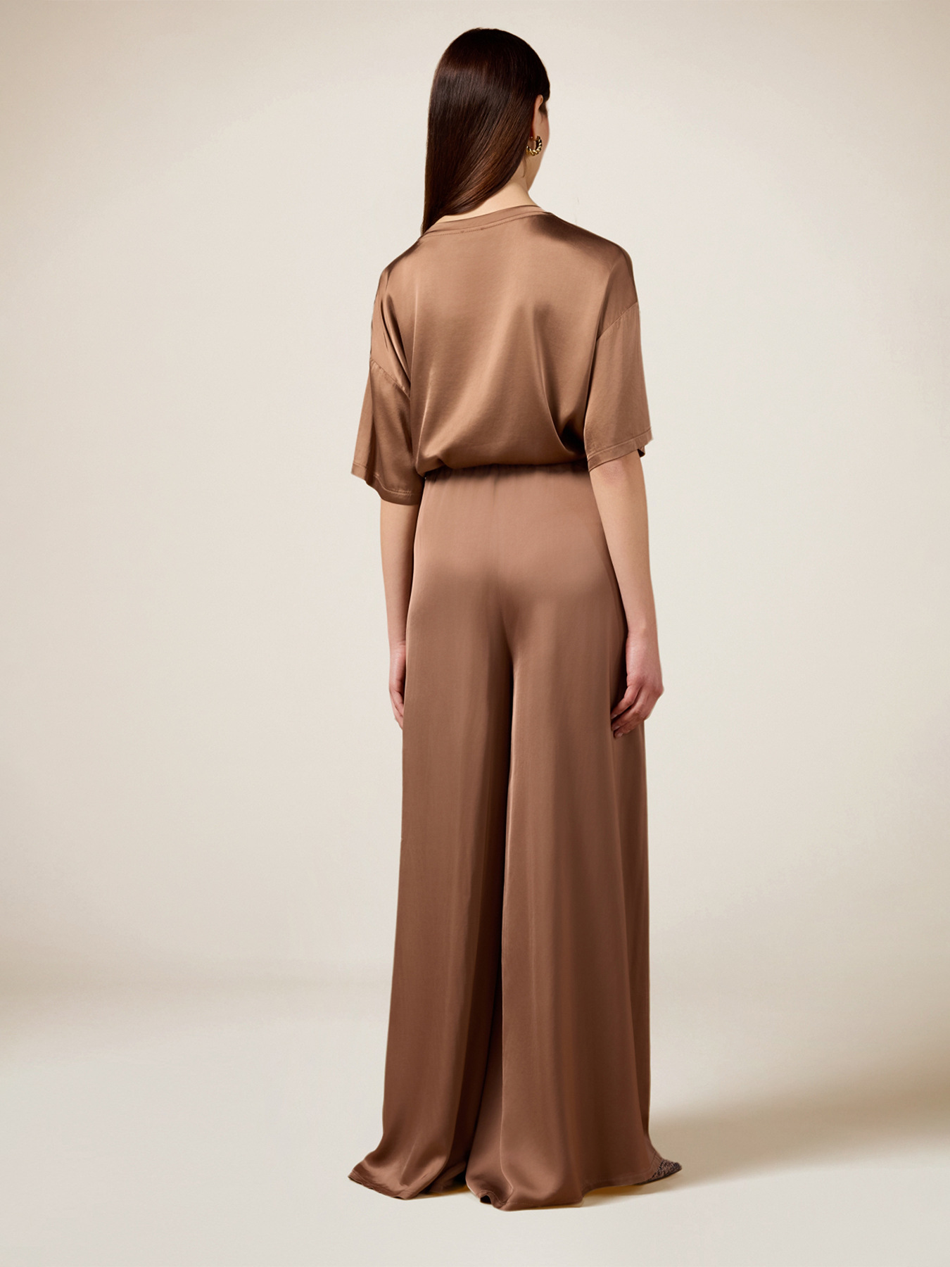 Palazzo pants in satin image number 1