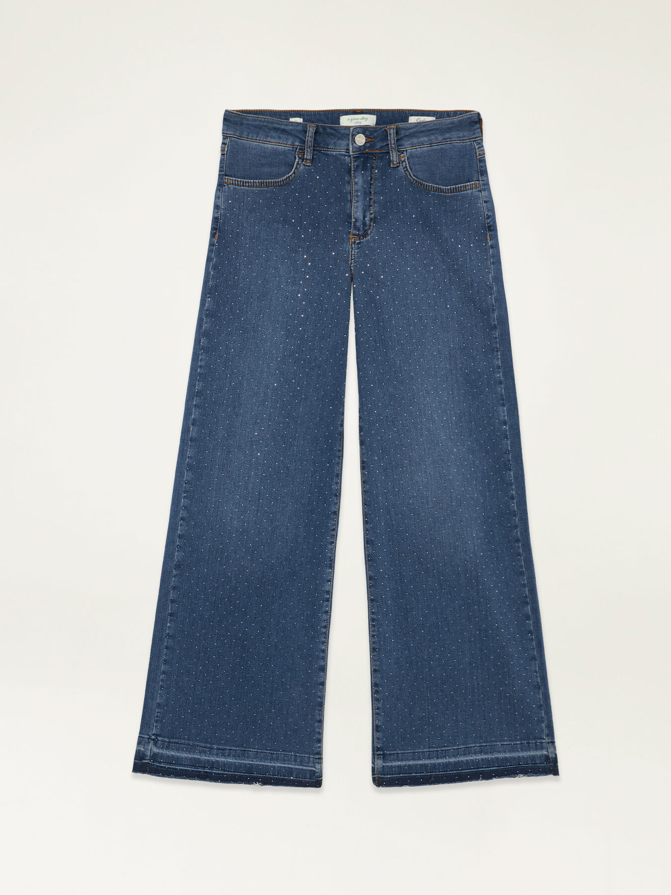 Jeans wide cropped con borchiette image number 4