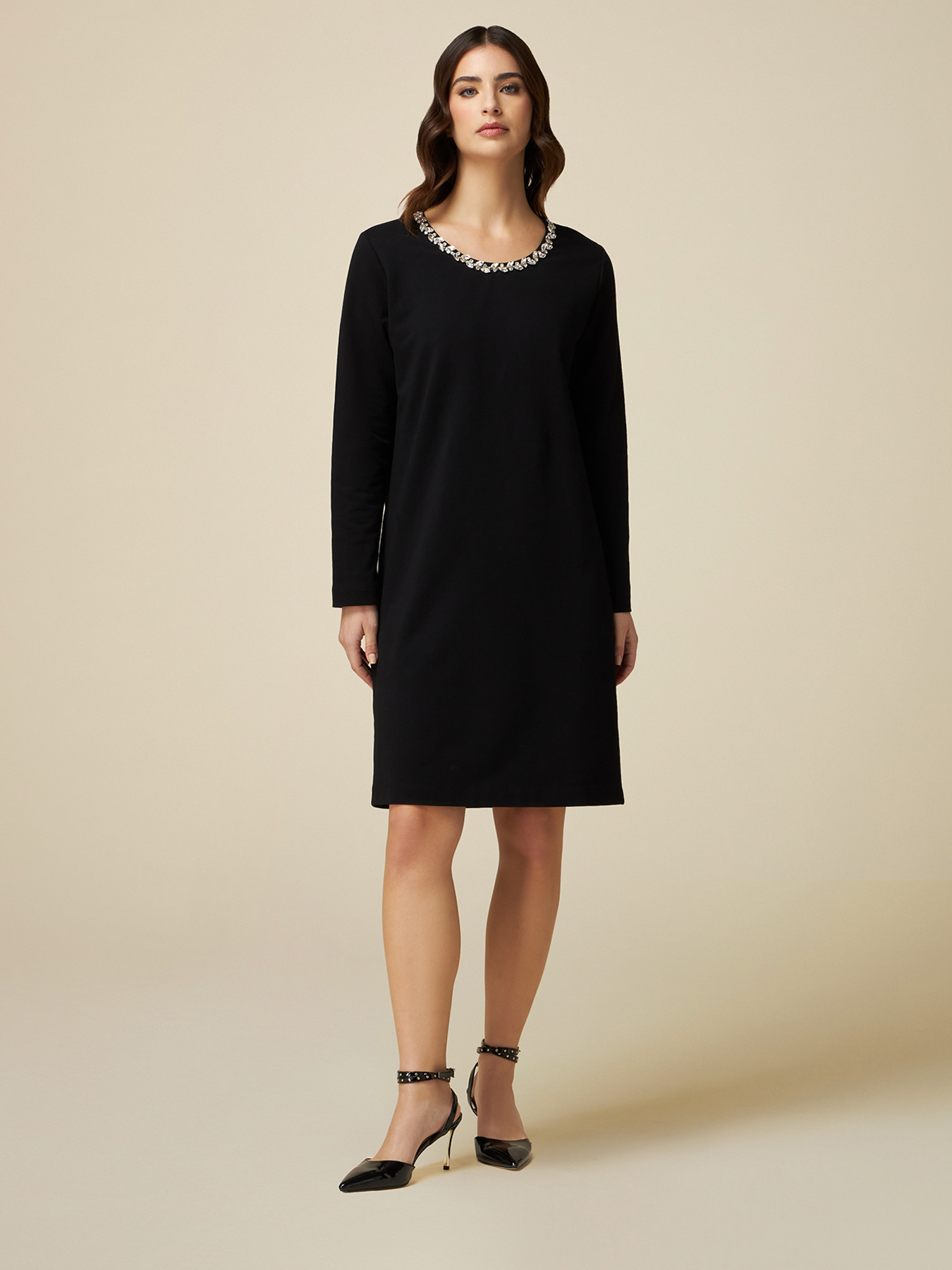 Vestito in felpa con ricamo gioiello image number 1