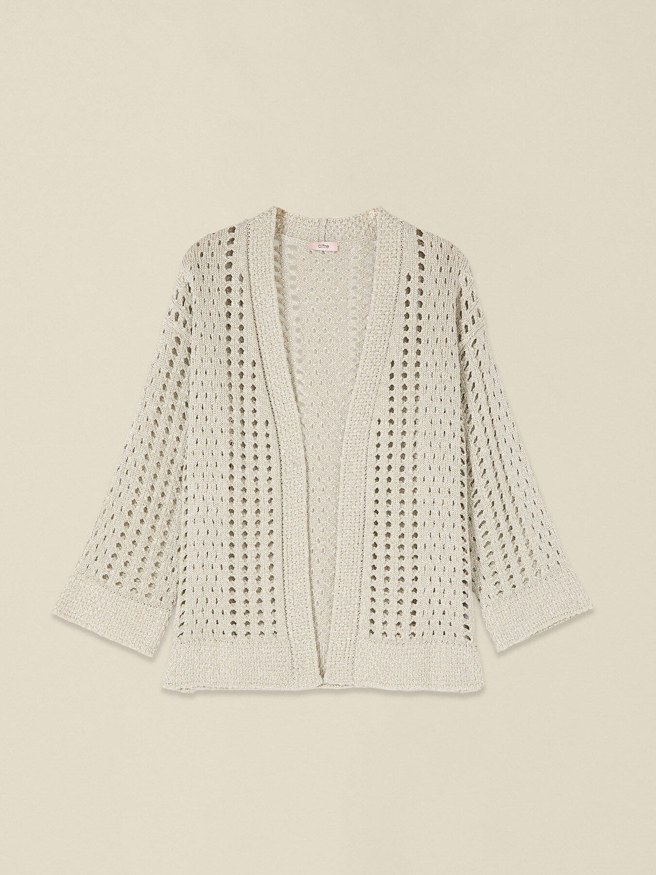 Short openwork lurex cardigan image number 3
