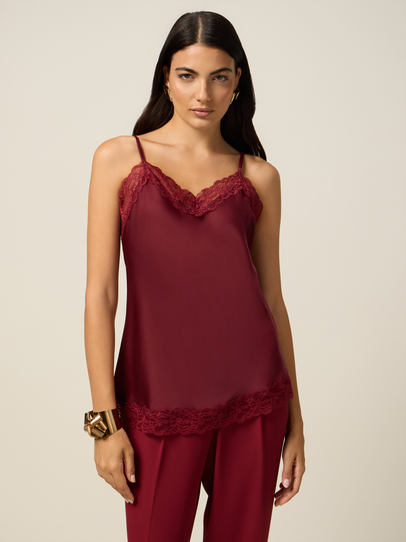 Top de lingerie en satin et dentelle image number 0