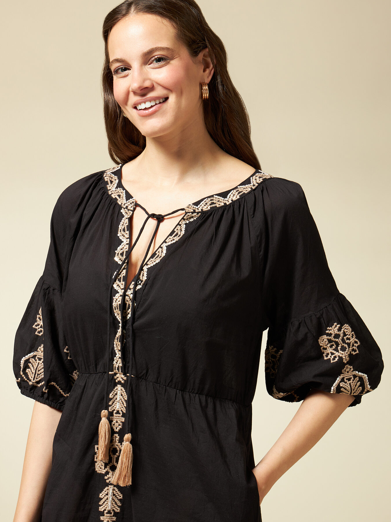 Vestito lungo estivo con ricami image number 2