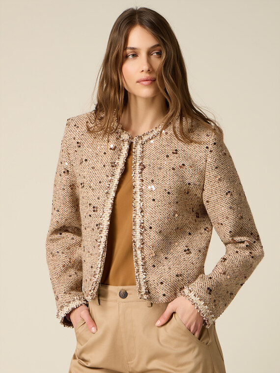 Strukturierte Jacke mit Pailletten