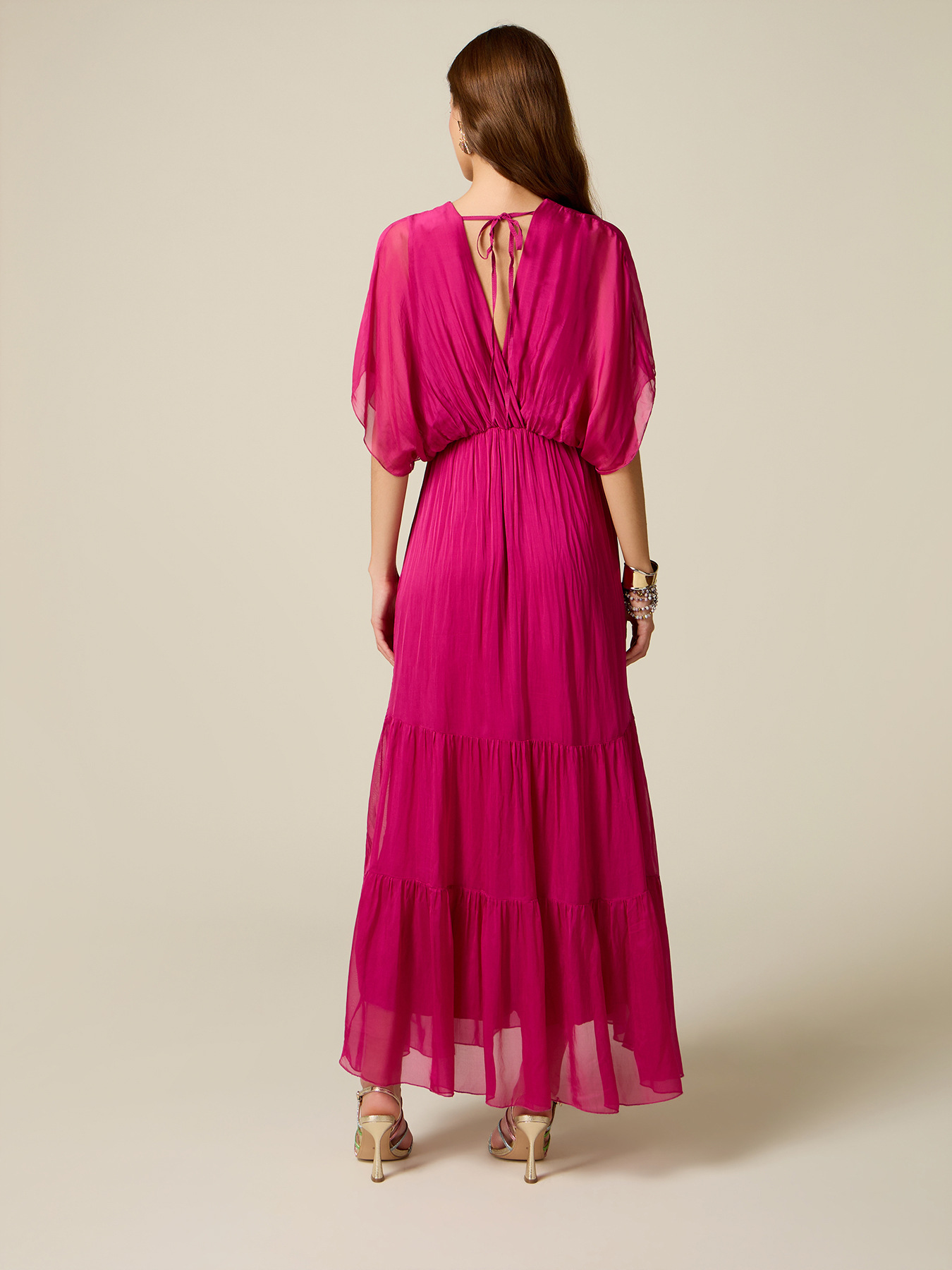 Langes Kleid aus Seiden-Voile-Mix image number 1