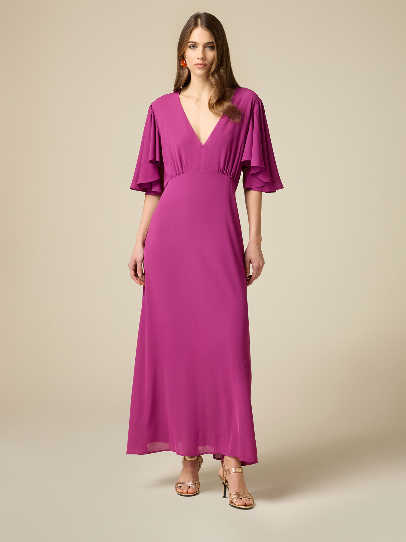 Long dress with cap sleeves image number 0