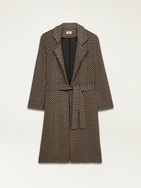Unlined coat in herringbone fabric