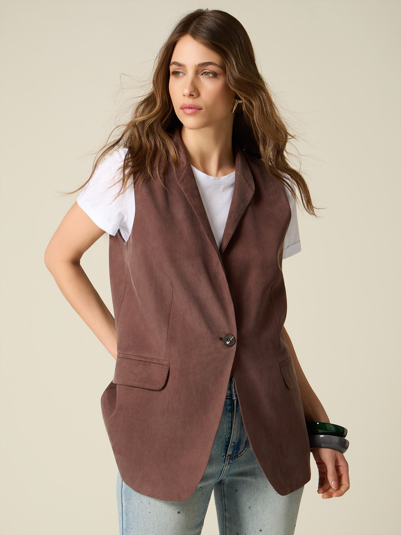 Gilet sartoriale in lyocell image number 0