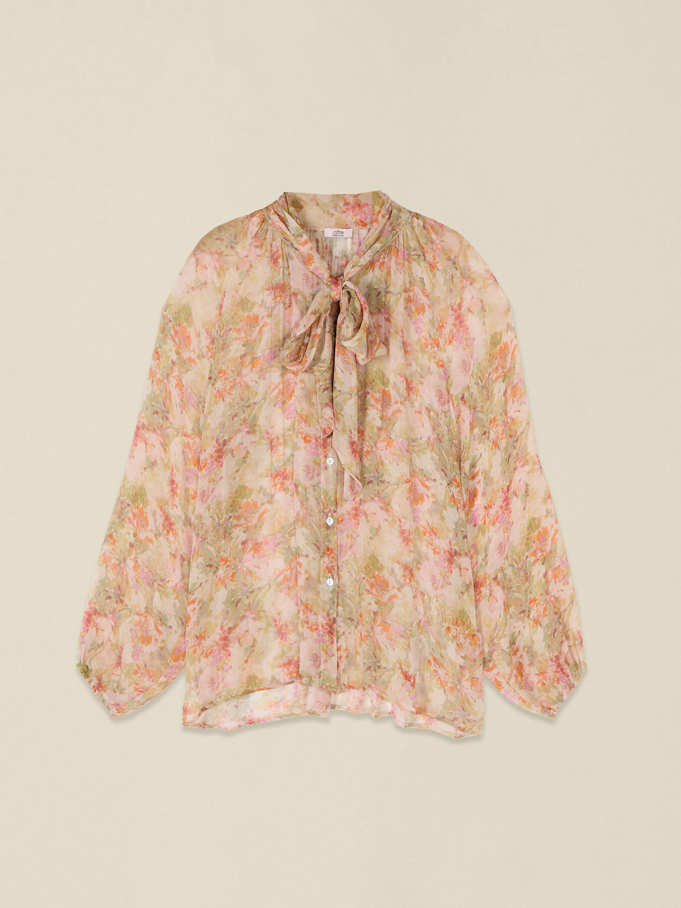 Blouse en viscose pliss&eacute;e avec n&oelig;ud image number 3