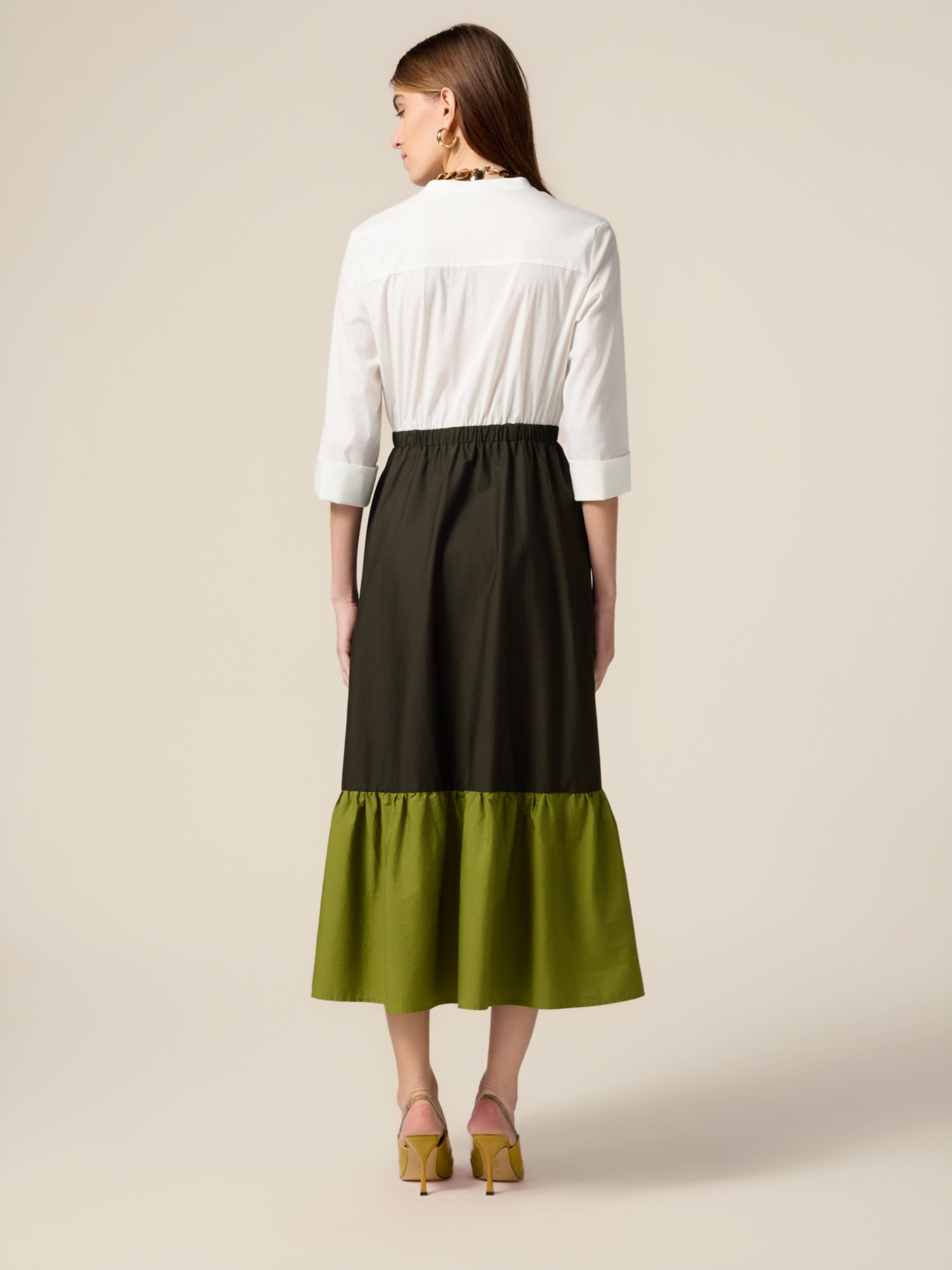 Long color block dress image number 1