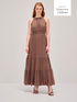 Long halter-neck silk blend dress image number 0